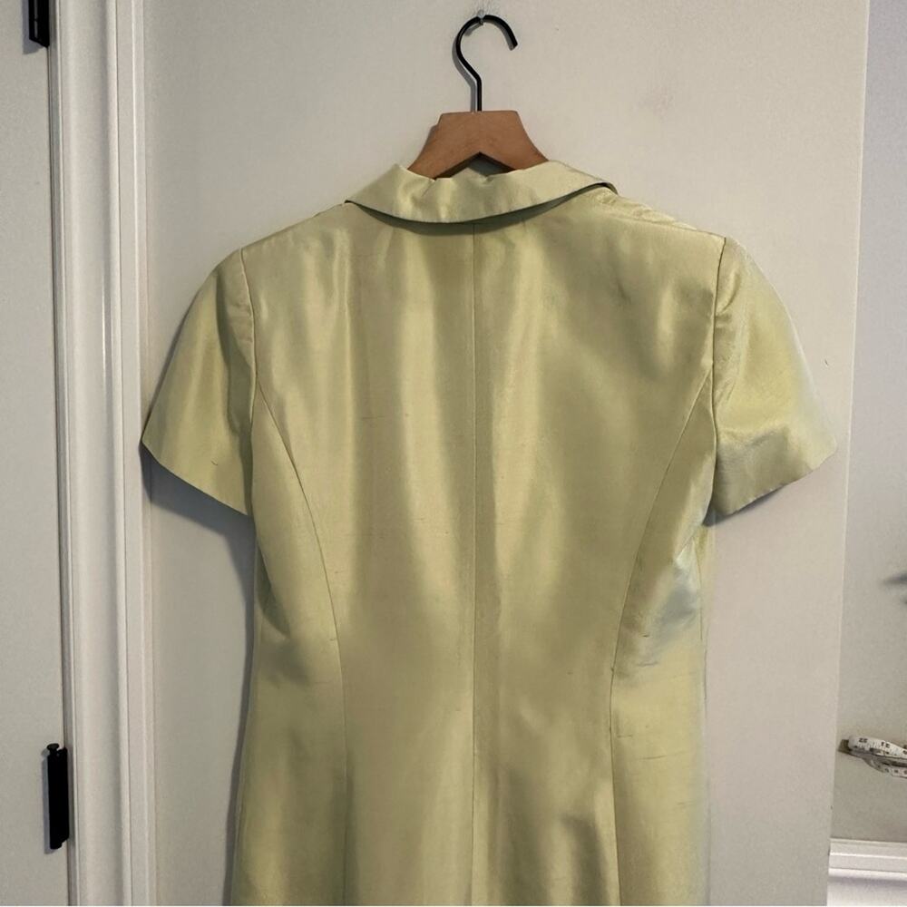 Vintage Liz Claiborne Green Raw Silk Button Front Mini Dress XS - Picture 6 of 14